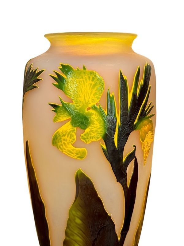 Emile Gallé Important Vase Art Nouveau "Aux Cannas"