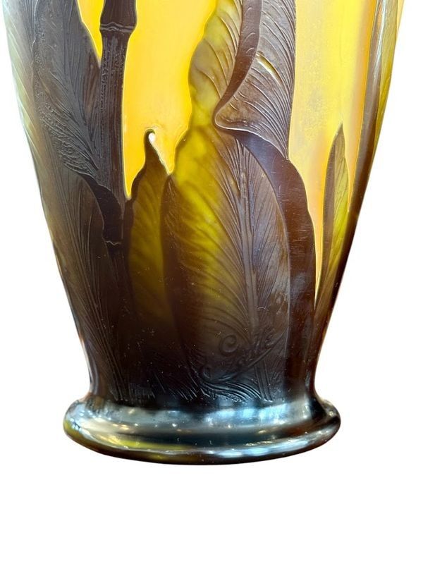 Emile Gallé Important Vase Art Nouveau "Aux Cannas"