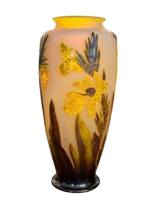 Emile Gallé Important Vase Art Nouveau "Aux Cannas"
