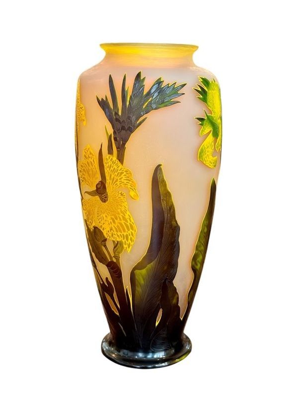 Emile Gallé Important Vase Art Nouveau "Aux Cannas"
