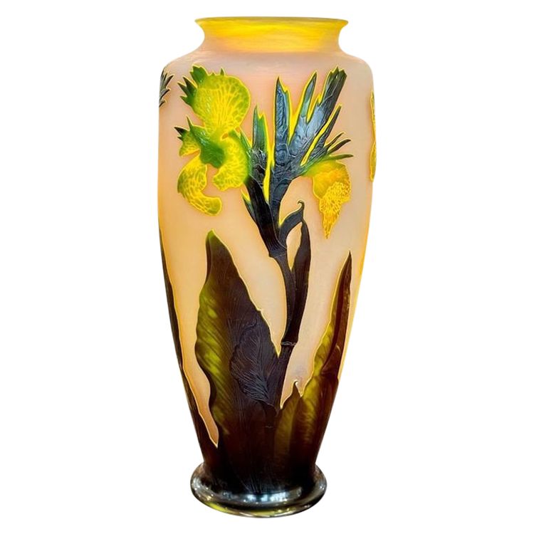 Emile Gallé Important Vase Art Nouveau "Aux Cannas"