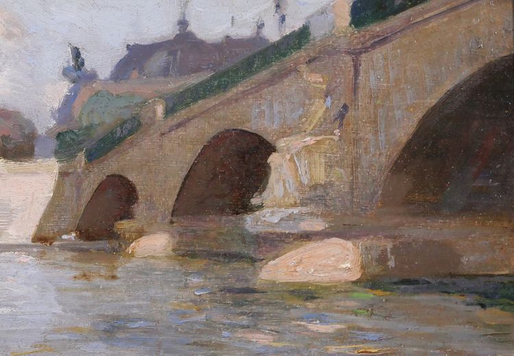 Julien-Jacques Leclerc 1885-1972 Paris, Le pont des Invalides, tableau paysage Seine vers 1920