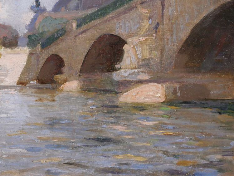 Julien-Jacques Leclerc 1885-1972 Paris, Le pont des Invalides, tableau paysage Seine vers 1920