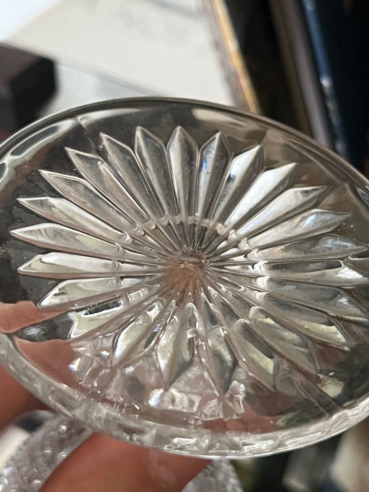 Two 19th century molded crystal glasses with diamond points
