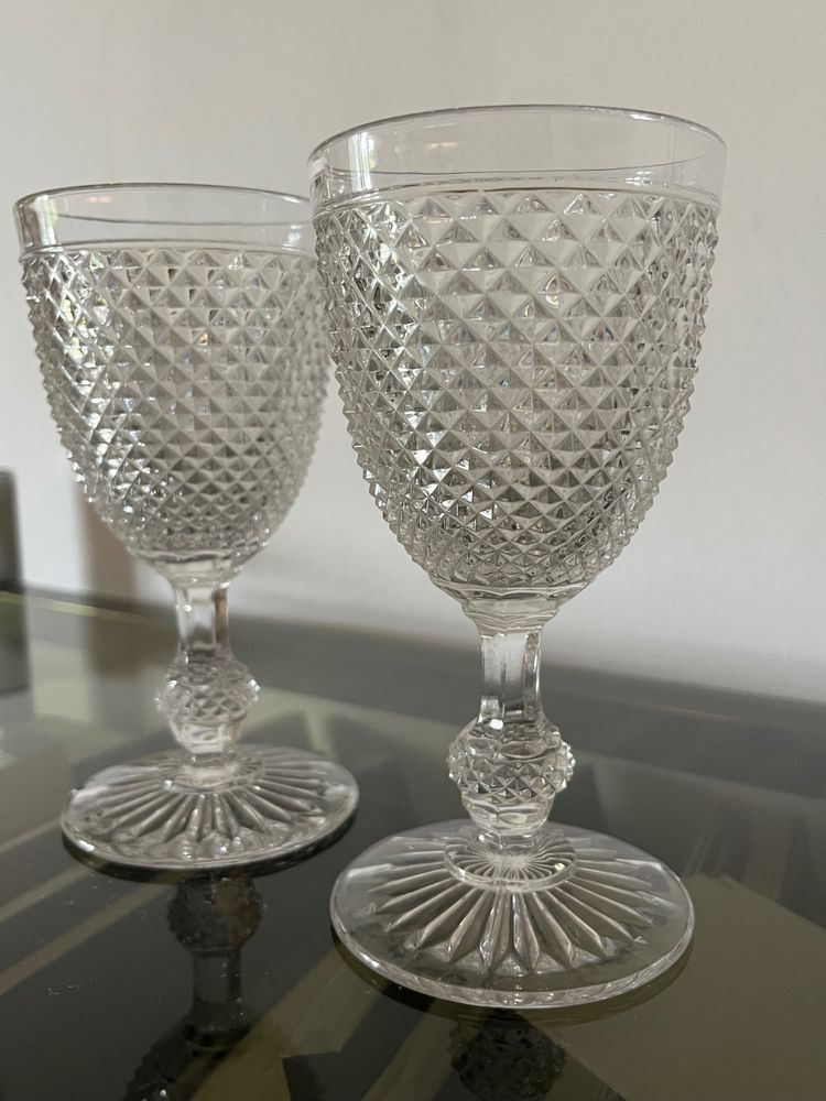 Two 19th century molded crystal glasses with diamond points