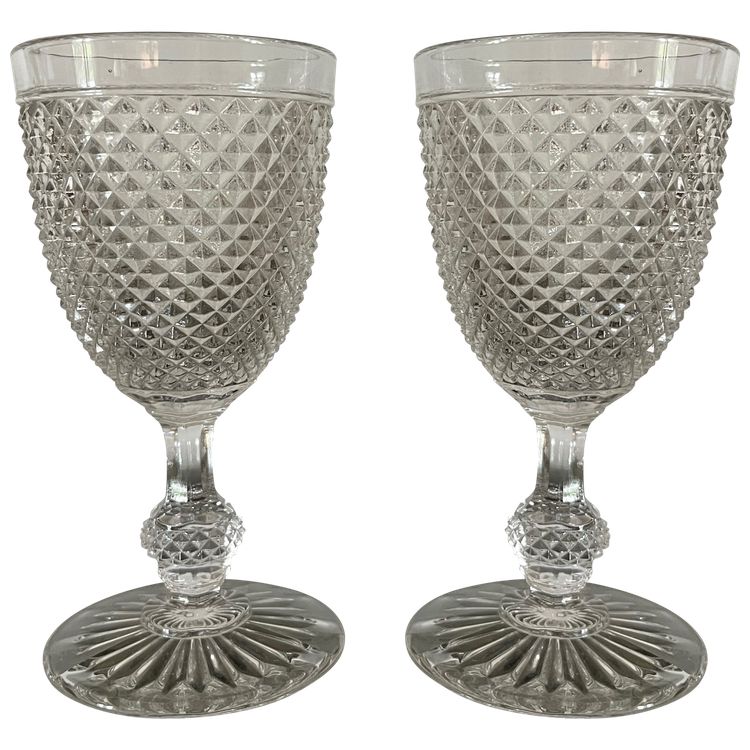 Two 19th century molded crystal glasses with diamond points