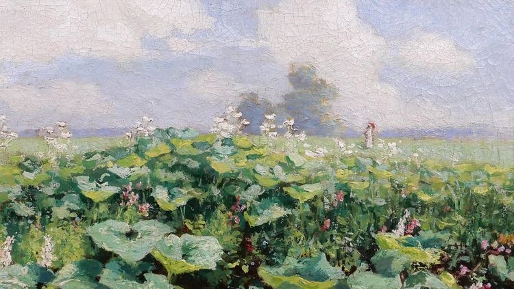 Gérard VAN LUPPEN (att. a) 1834-1891 Paesaggio con piante a Modave (Belgio), dipinto, 1883