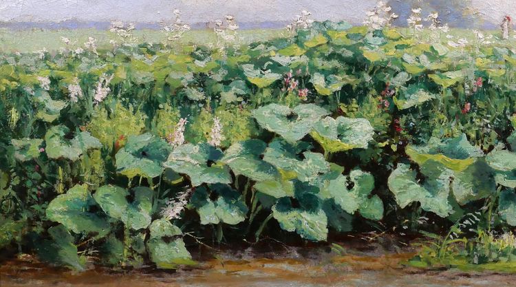 Gérard VAN LUPPEN (att. a) 1834-1891 Paesaggio con piante a Modave (Belgio), dipinto, 1883