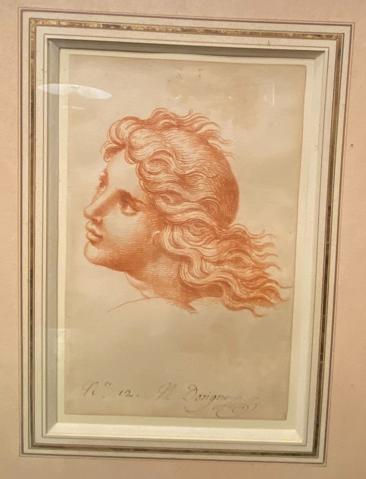 Drawing, red chalk signed N Dorigny