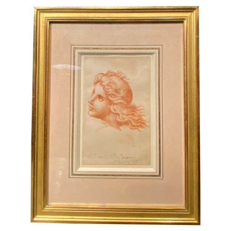 Drawing, red chalk signed N Dorigny