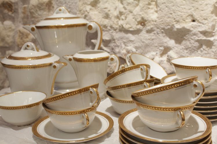 Limoges Porcelain Tea or Coffee Service, Lj Et Cie, Circa 1950