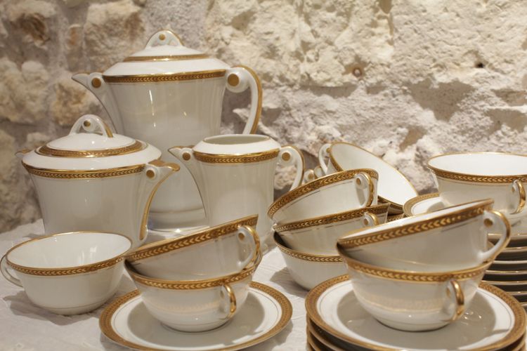 Limoges Porcelain Tea or Coffee Service, Lj Et Cie, Circa 1950