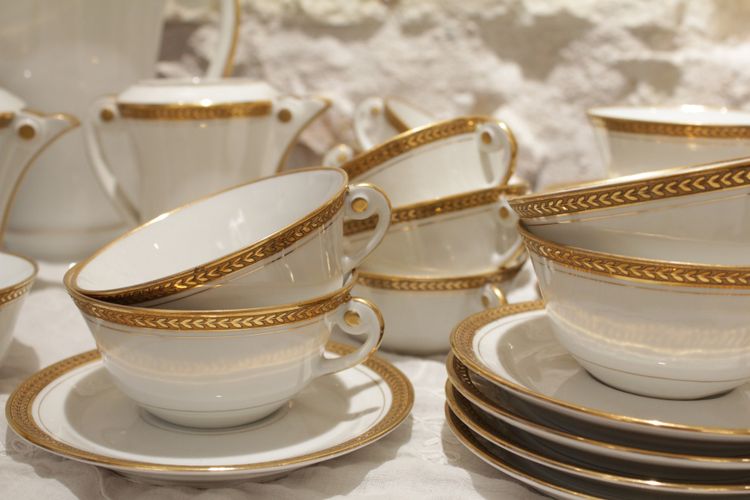 Limoges Porcelain Tea or Coffee Service, Lj Et Cie, Circa 1950