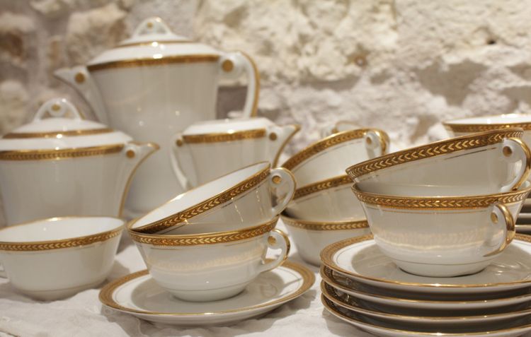 Limoges Porcelain Tea or Coffee Service, Lj Et Cie, Circa 1950