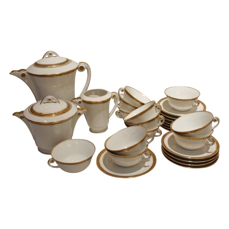 Limoges Porcelain Tea or Coffee Service, Lj Et Cie, Circa 1950