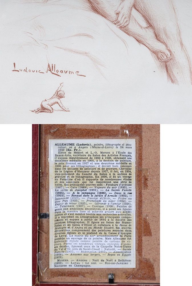 Sanguine di Ludovic ALLEAUME 1859 / 1941, Nudo, Scuola francese 