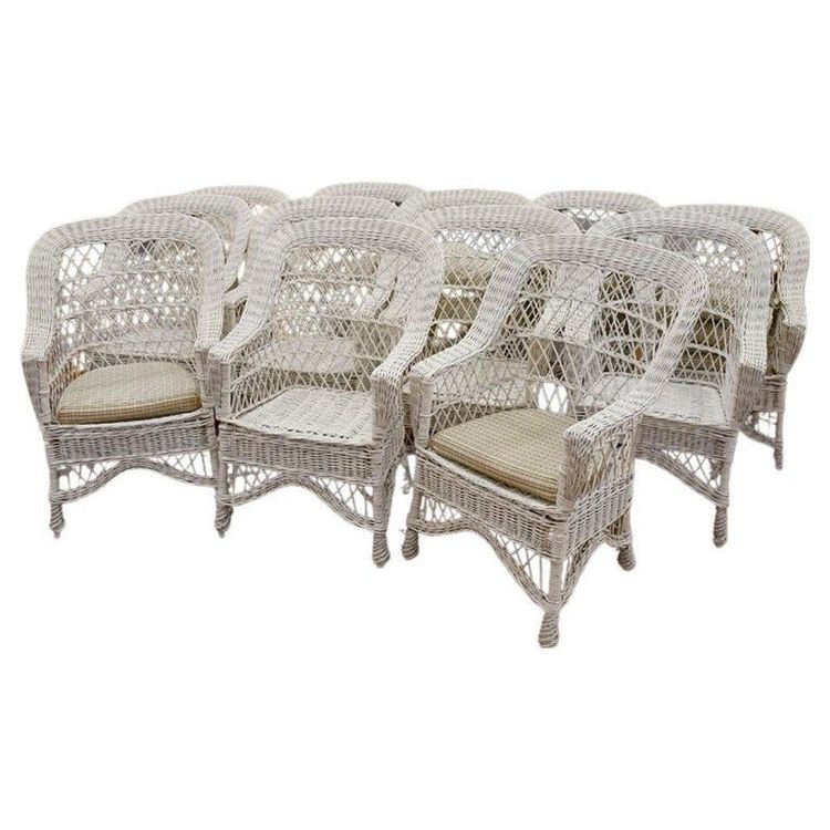  Ensemble De 10 Fauteuils De Véranda En Rotin Circa 1970/1980 Tres Bon état d'Usage 