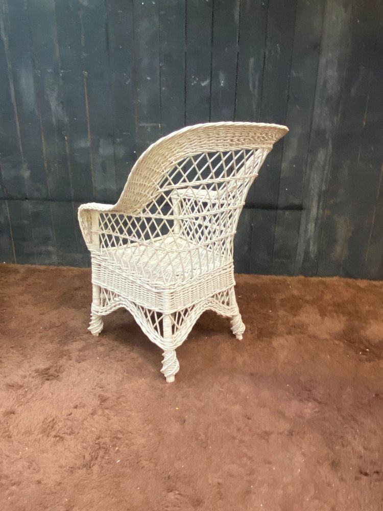  Ensemble De 10 Fauteuils De Véranda En Rotin Circa 1970/1980 Tres Bon état d'Usage 