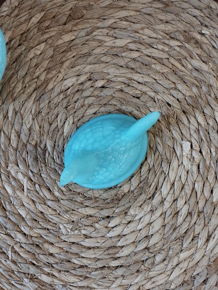 Portieux Crystal - candy box - sugar bowl in the shape of a hen in blue opaline