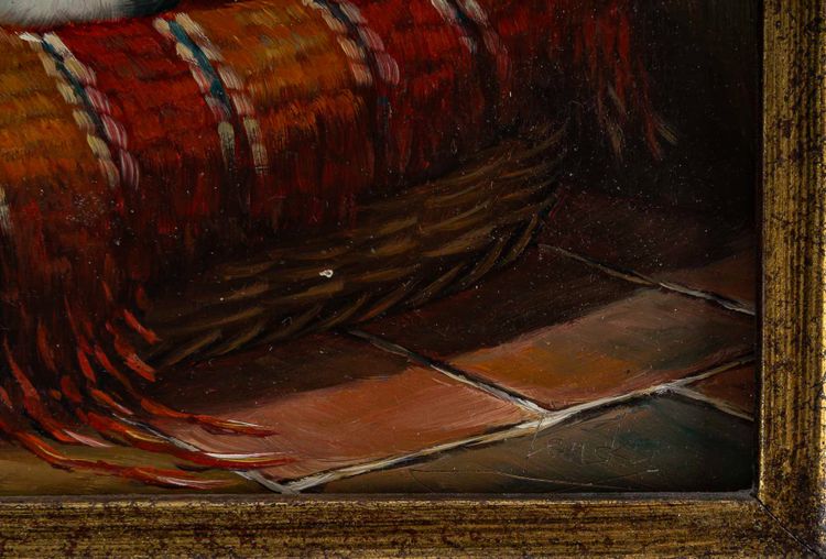 Michel Lensky Lenglard La Portée de Chatons huile sur bois XXeme siècle