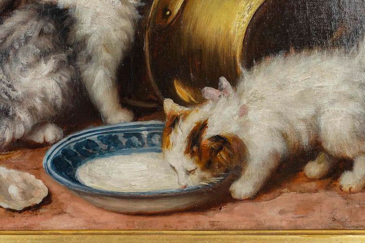 Jules Gustave Leroy (1856-1921) Giochi di gatti, olio su tela circa 1890-1900