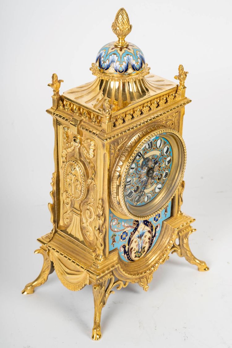 A gilt bronze and cloisonné enamel set, late 19th century