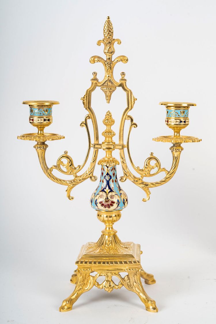 A gilt bronze and cloisonné enamel set, late 19th century