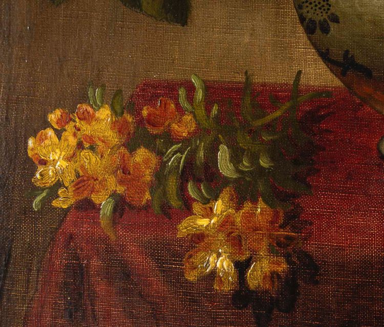 Un tableau de fleurs huile sur toile, fin XIXème siècle