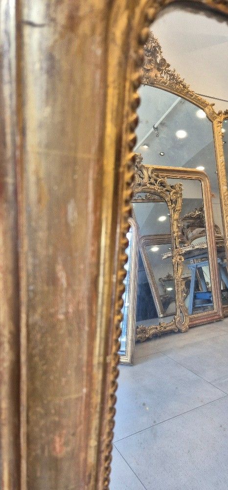Louis Philippe mirror with gold leaf gilded cartouche 130*147cm