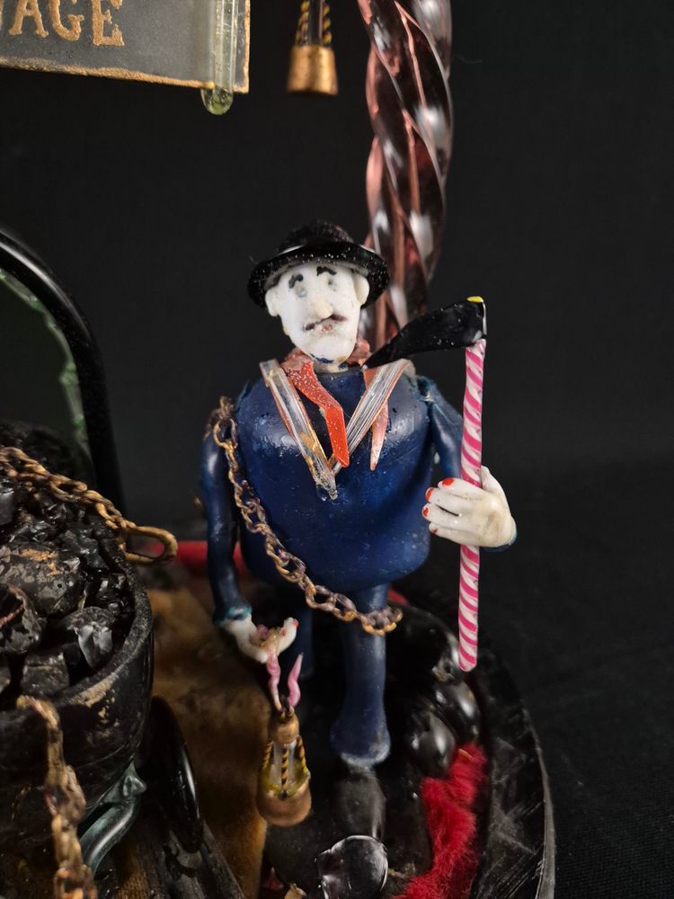 Diorama En Verre Les Mineurs Travail d'Art Populaire