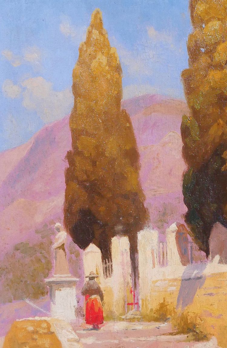 Charles LIEBERT Bormes-les-mimosas, chapelle Saint-François, tableau, vers 1910-20 Var paysage