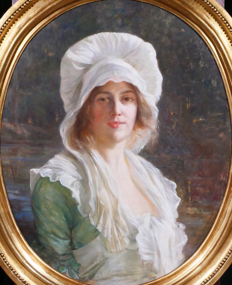 Tony Faivre 1830-1905 Portrait de Charlotte Corday, tableau, vers 1870-80 Révolution roi royal