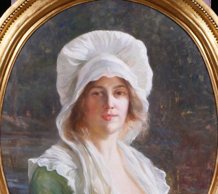Tony Faivre 1830-1905 Portrait de Charlotte Corday, tableau, vers 1870-80 Révolution roi royal
