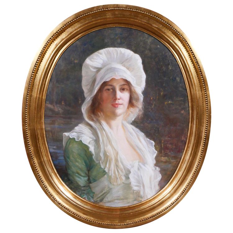 Tony Faivre 1830-1905 Portrait de Charlotte Corday, tableau, vers 1870-80 Révolution roi royal