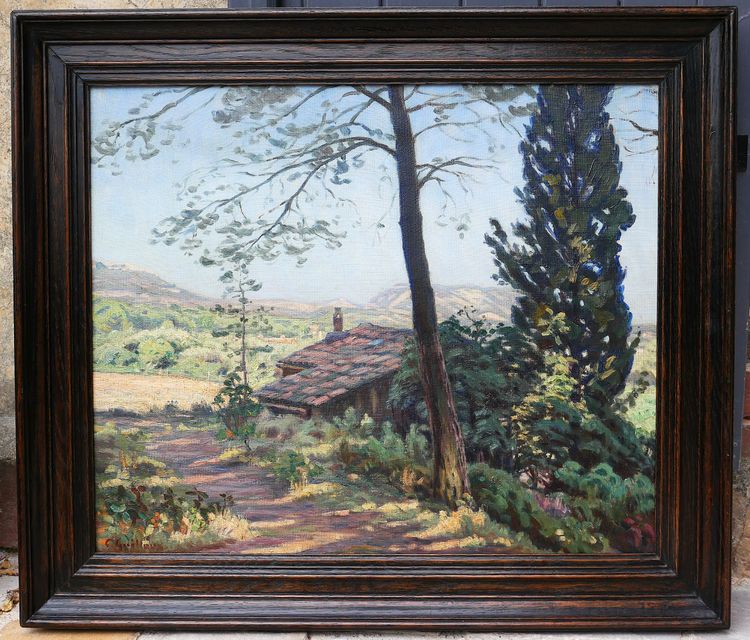 Charles GUILLOUX 1866-1946 Paysage de Provence, tableau, vers 1910-15 impressionnisme