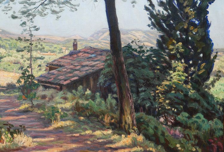 Charles GUILLOUX 1866-1946 Paysage de Provence, tableau, vers 1910-15 impressionnisme