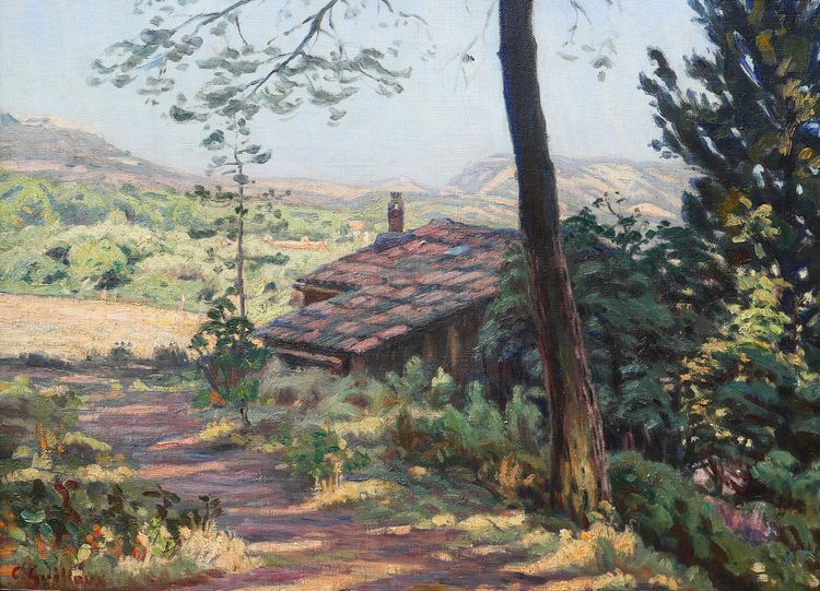 Charles GUILLOUX 1866-1946 Paysage de Provence, tableau, vers 1910-15 impressionnisme