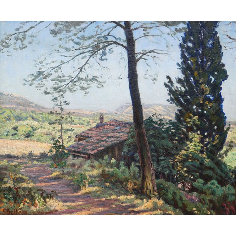 Charles GUILLOUX 1866-1946 Paysage de Provence, tableau, vers 1910-15 impressionnisme