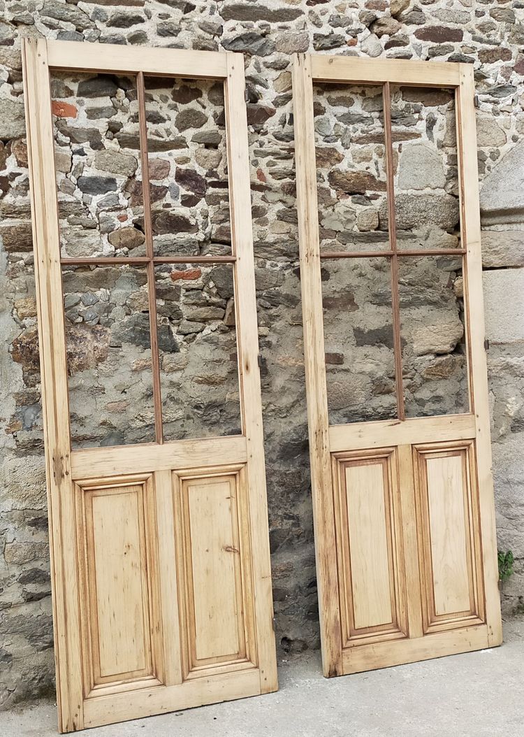 2 Portes Vitrées Anciennes à 4 Carreaux