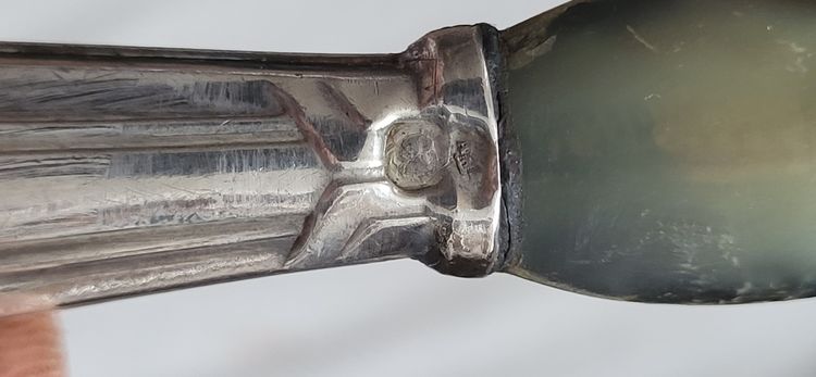 Art Deco Silver Salad Servers (Minerva Hallmark) / Horn