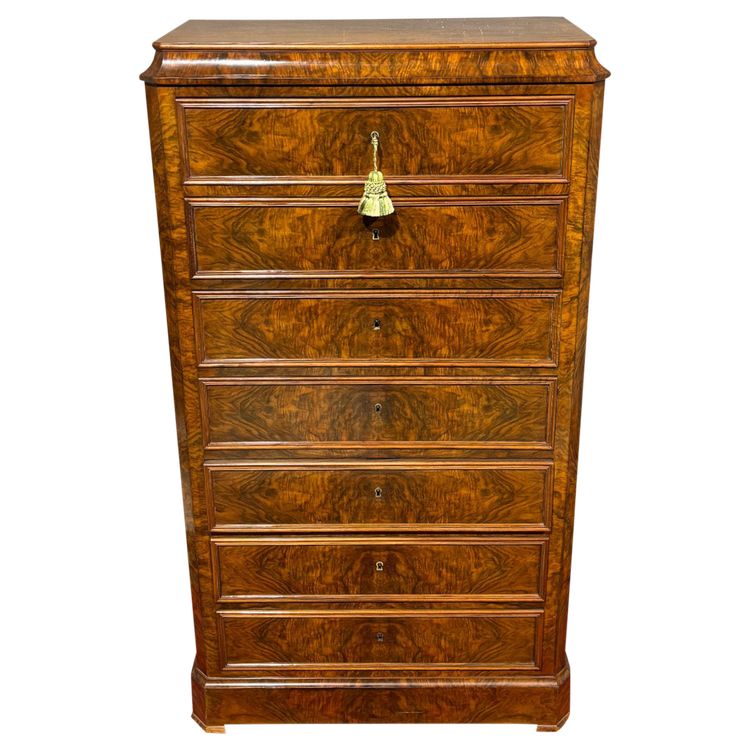 Splendide commode en ronce de noyer du XIXe siècle