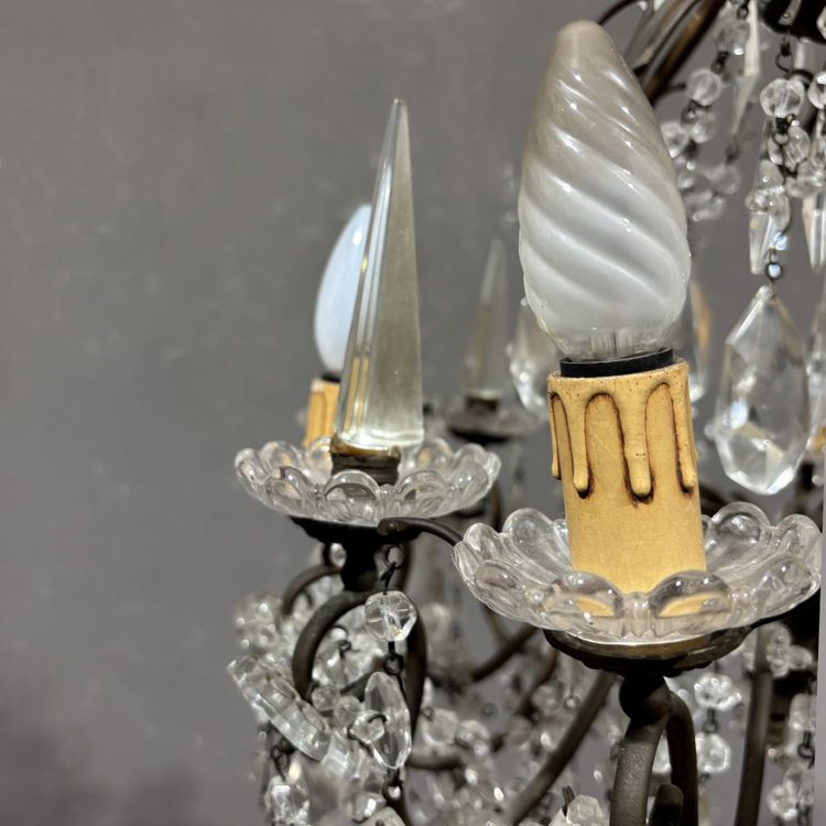 Antico Lampadario Liberty con pendenti