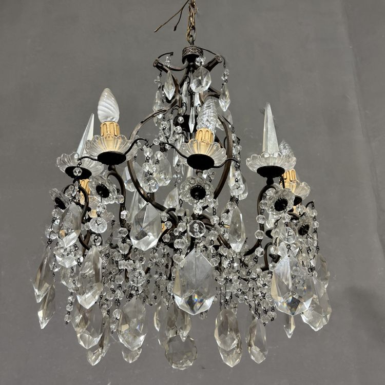 Antico Lampadario Liberty con pendenti