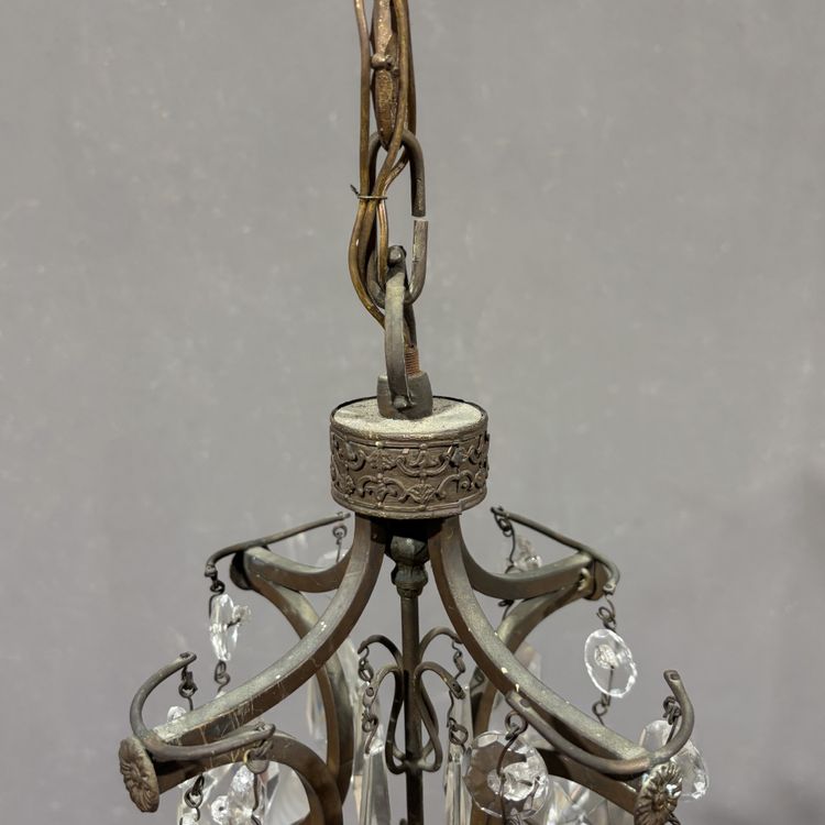 Antico Lampadario Liberty con pendenti