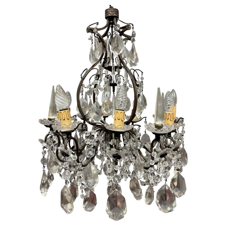 Antico Lampadario Liberty con pendenti