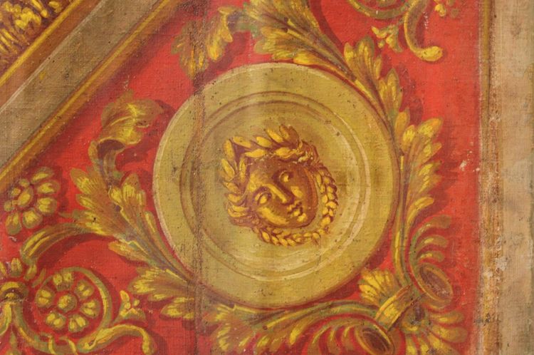 Importante toile peinte, plafond peint, Empire XIXe 