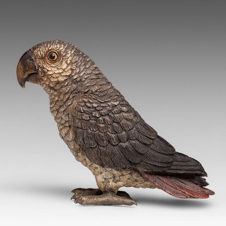 Parrot Geschützt - Bergmann - Scultura in bronzo proveniente da Vienna