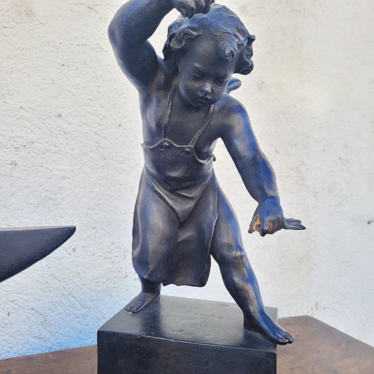Groupe En Bronze Amours Forgerons, XIXème Siècle