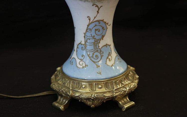Porcelain and bronze lamp, Art Nouveau