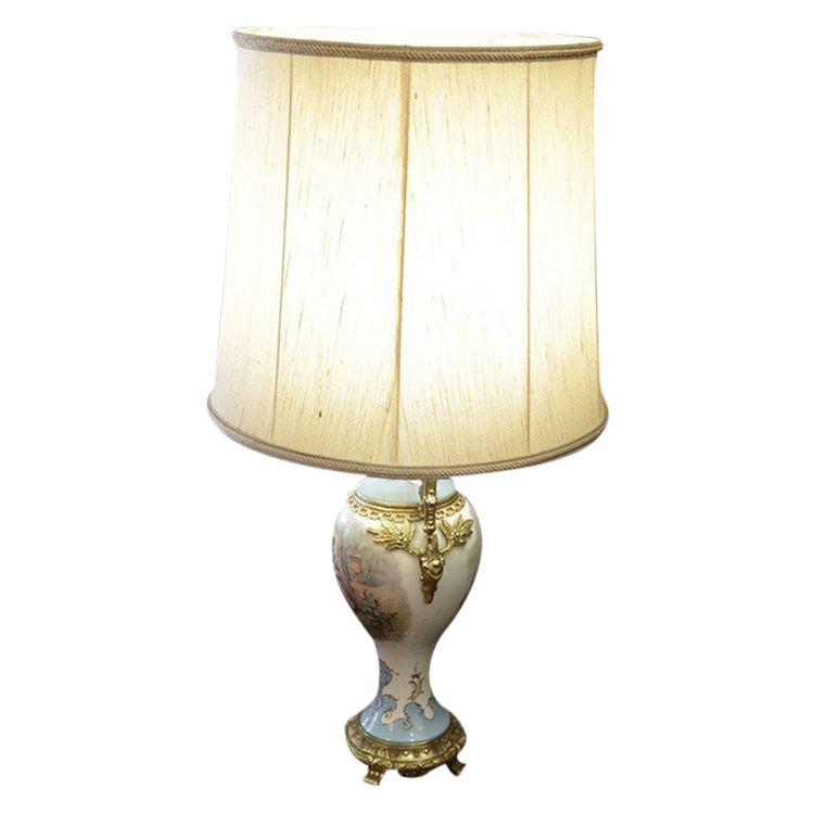 Porcelain and bronze lamp, Art Nouveau